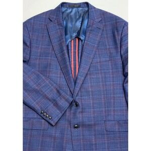 Guabello Sorbius Ticknor's Blue Burgundy Plaid Semi-Structured Blazer 46R/48R